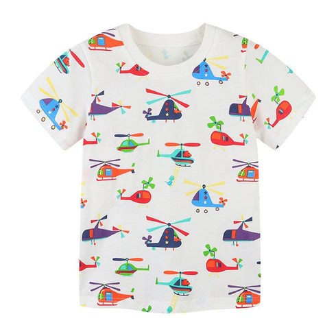 Summer Boys Helicopter Printed Short Sleeve